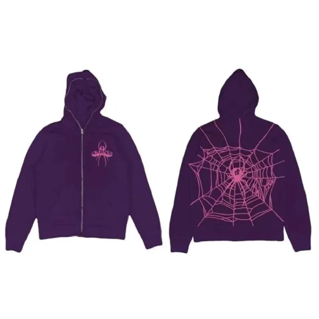 Spider Rhinestone Print Tide With The Same Cardigan Jacket Purplespider Web - Shop at LoveMi