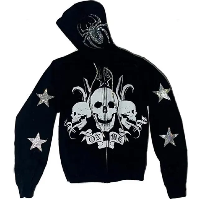 Spider Rhinestone Print Tide With The Same Cardigan Jacket W648 - Shop at LoveMi