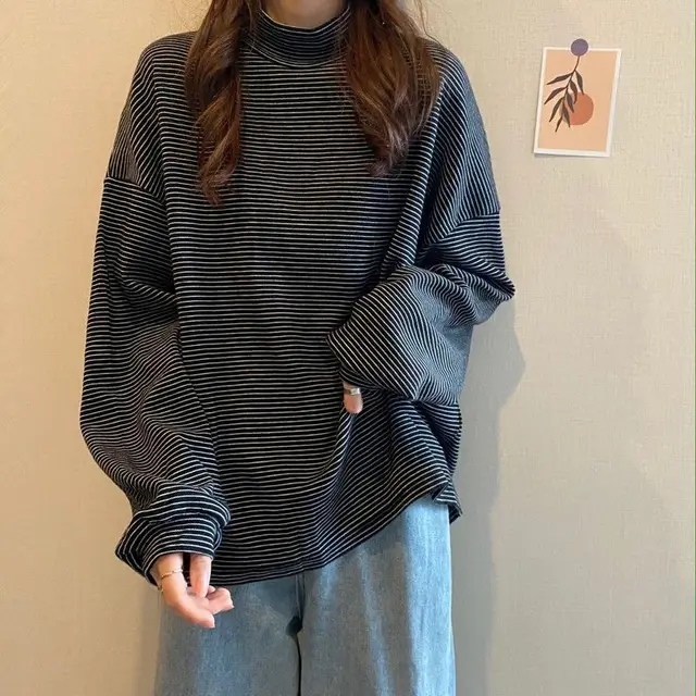 Women's Thick Inner Layer Half Turtleneck Bottoming Shirt Black - Shop at LoveMi