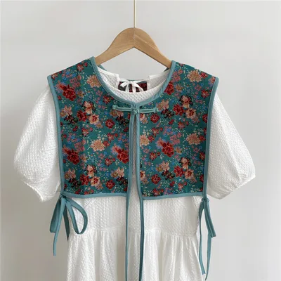 Embroidered Shoulder Scarf Small Shawl Fake Collar Embroidered Blue Bottom - Shop at LoveMi
