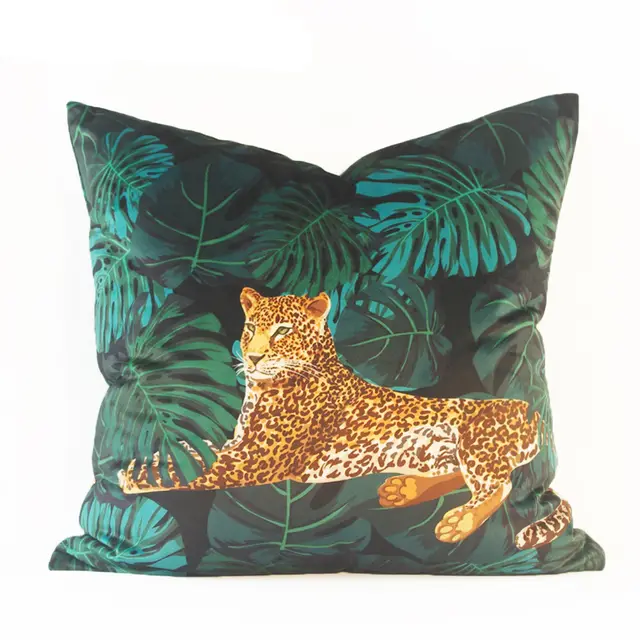 Home Fashion Minimalist Retro Jungle Plant Pillow Cushion Cover Leopard B - Shop at LoveMi