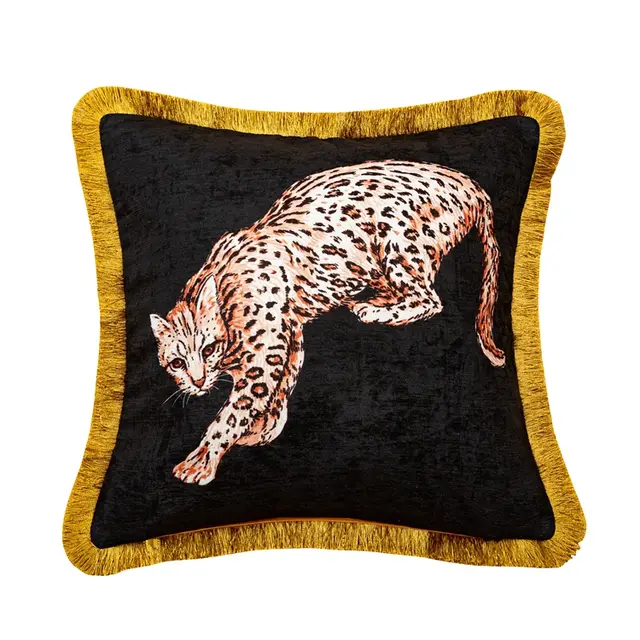 Fashion Leopard Sofa Waist Cushion Tide Brand Pillowcase Blackb - Shop at LoveMi