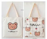 Girl Student's Cute Small Canvas Bag Shoulder - Cute Plaid Bear Head