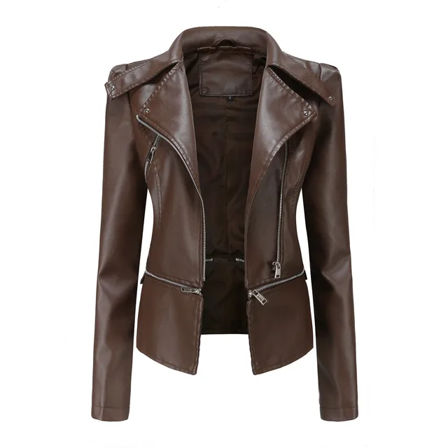 Motorcycle Leather Jacket Brown - Shop at LoveMi