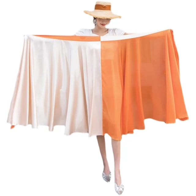 Chiffon One piece Skirt Women's Large Skirt Orange Apricot - Shop at LoveMi