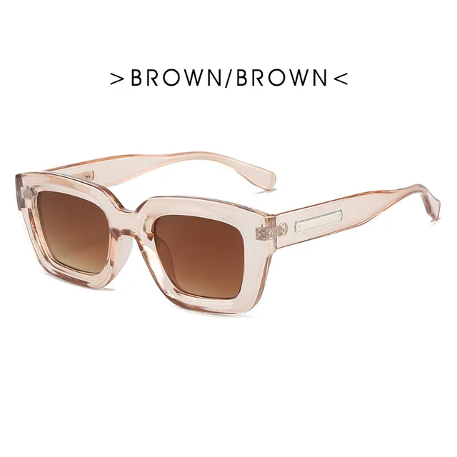 Square Fashionable Anti ultraviolet Sunglasses Brown Brown - Shop at LoveMi