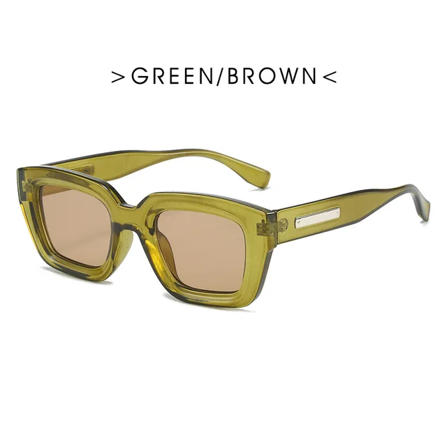 Square Fashionable Anti ultraviolet Sunglasses Green Brown - Shop at LoveMi