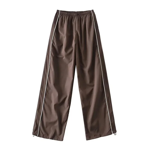 Women's Drawstring Striped Quick drying Casual Pants Dark Coffee - Shop at LoveMi