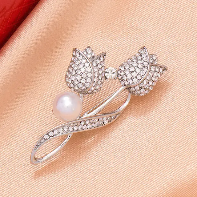 New Fashion Pearl Accessories Button Brooch Silver - Shop at LoveMi