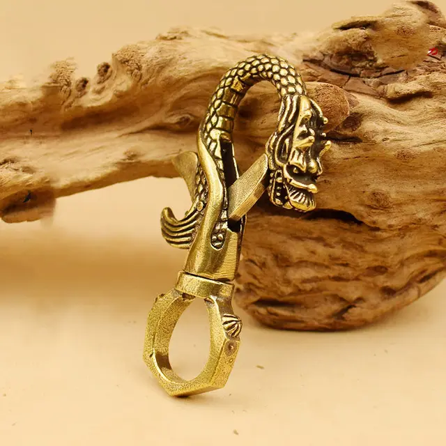 Vintage Handmade Brass Dragon And Phoenix Keychain Twelve Zodiac Signs Golden - Shop at LoveMi