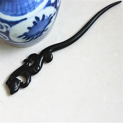 Handmade Inlaid Flower Ebony Hairpin Classical Buyao Han Accessories Enchantress Blackwood - Shop at LoveMi