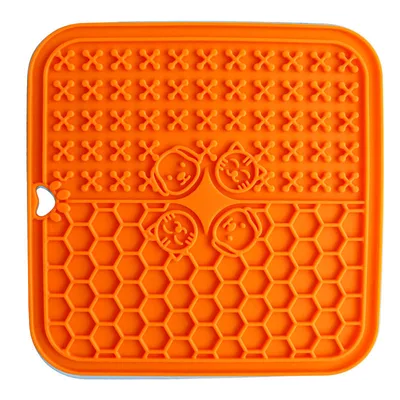 Silicone Pet Suction Cup Licking Pad Pet Placemat Silicone Licking Plate Pad 2Cells Orange - Shop at LoveMi