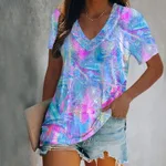 Digital Printing Short-sleeved V-neck T-shirt - 8Color-M - View 1