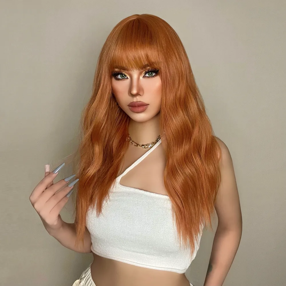 Women's Orange Long Hair Wig Orange - Shop at LoveMi