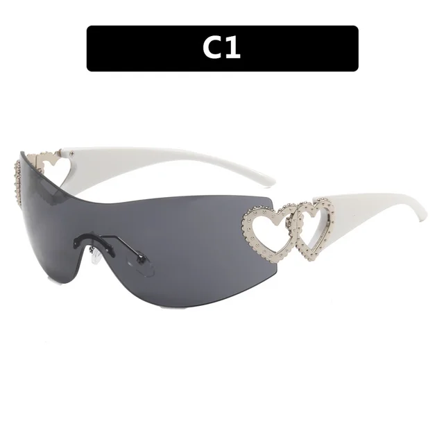 Men's And Women's Fashion Love Accessories One piece Sunglasses White Grey - Shop at LoveMi