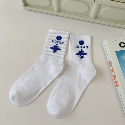 Men's And Women's Fashionable Cotton Outer Mid calf Socks Ocean - Shop at LoveMi