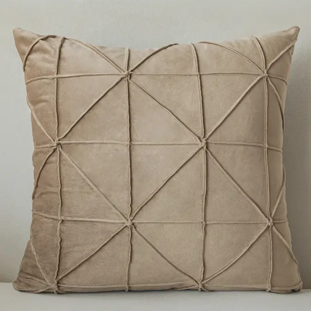 Solid Color Velvet Pillow Cushion Cover Khaki - Shop at LoveMi