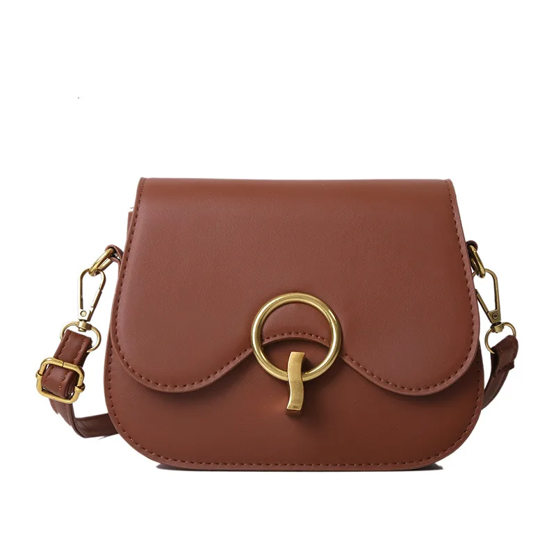 Women's Korean Vintage Simple Saddle Bag Brown - Shop at LoveMi