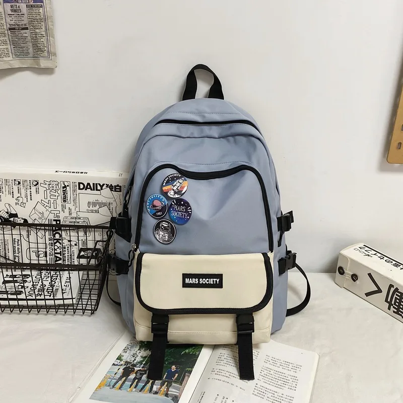 Fashion College Students School Bags High School Students Large Capacity Travel Computer Blue - Shop at LoveMi