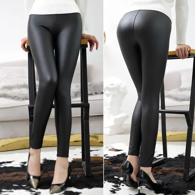 Matte Leather Leggings With High Elasticity Black - Shop at LoveMi