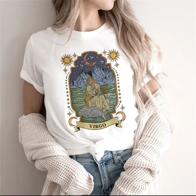 Fashion Moon Retro Gothic Print T shirt Women White10 - Shop at LoveMi