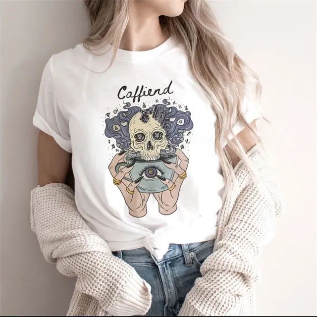 Fashion Moon Retro Gothic Print T shirt Women White18 - Shop at LoveMi