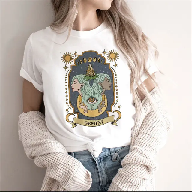 Fashion Moon Retro Gothic Print T shirt Women White22 - Shop at LoveMi