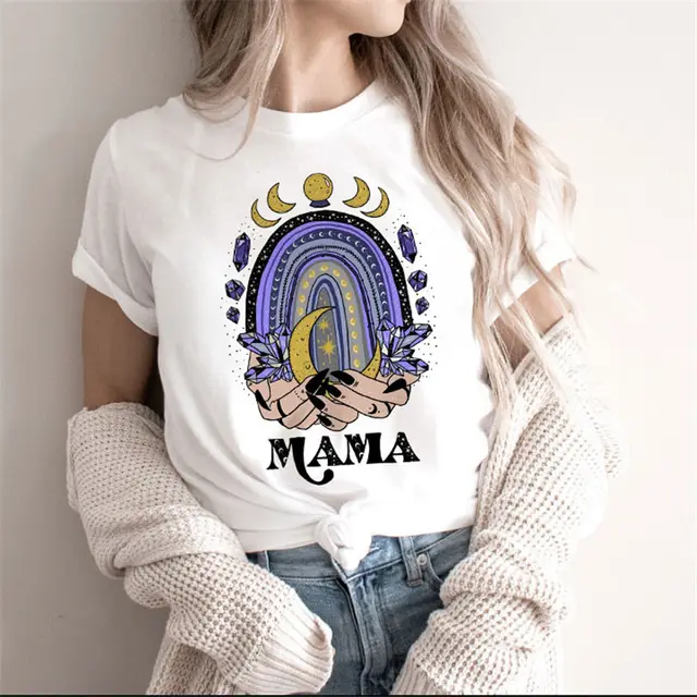 Fashion Moon Retro Gothic Print T shirt Women White23 - Shop at LoveMi