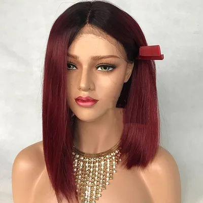 Water Wave Peruvian Human Hair Glueless Lace Front Wigs Cap Red - Shop at LoveMi