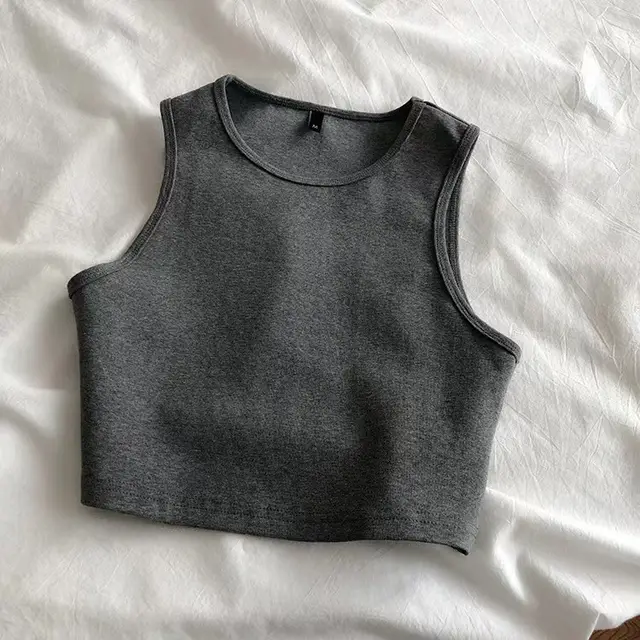 Women's short waistcoat with exposed navel Dark Grey - Shop at LoveMi