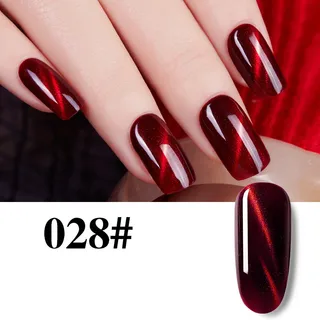 Flame Red Cat Eye Gel Enhancements - Color28