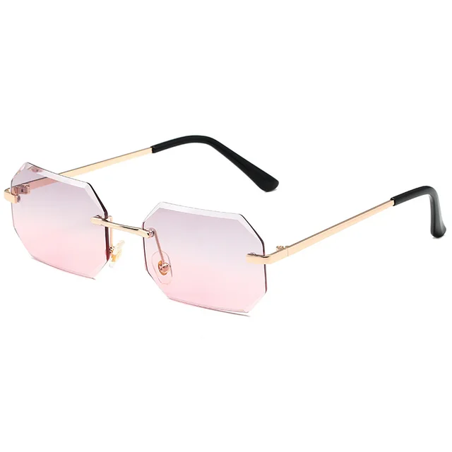 Frameless Small Square Sunglasses Street Photo Trend Grey Pink - Shop at LoveMi