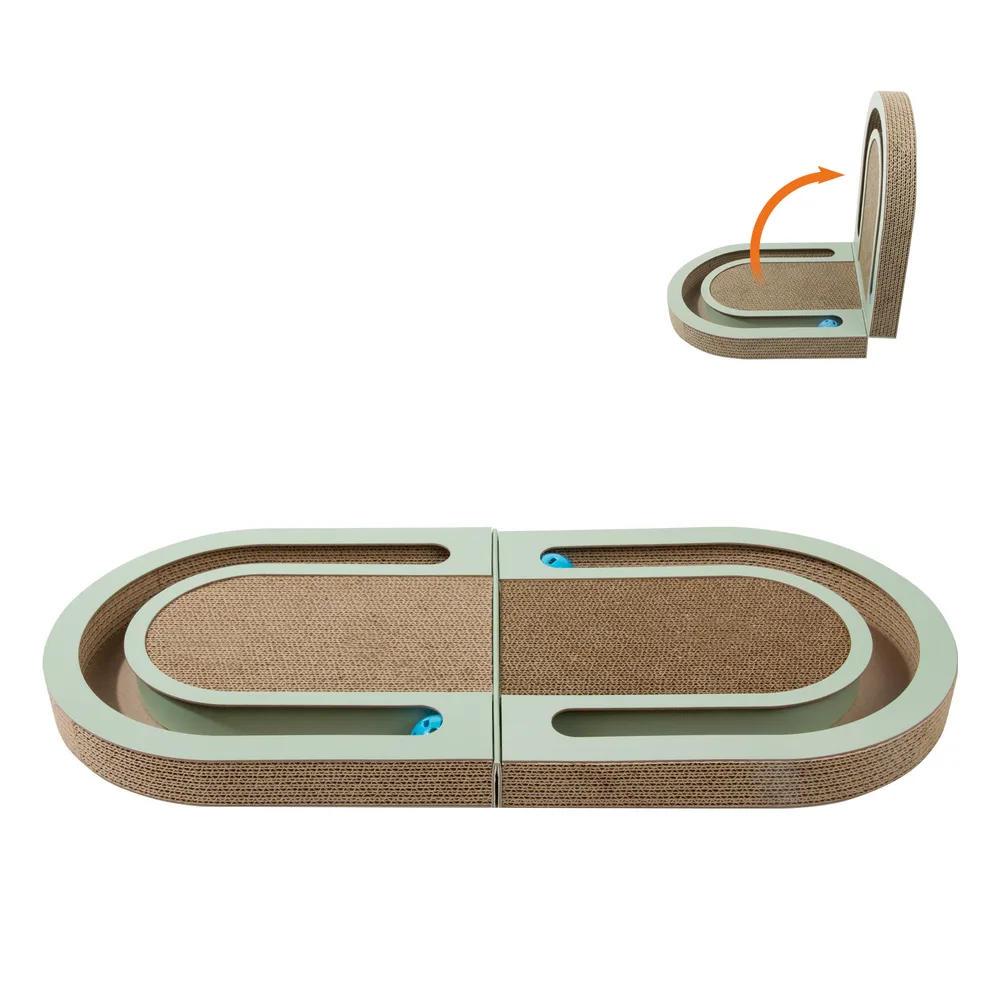 Corrugated Paper Folding Cat Grab Board With Ball Pet Supplies Cat Toys Pet Products Green - Shop at LoveMi