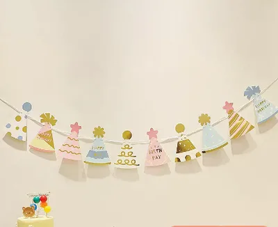 Happy Birthday Pull Flag Party Supplies Decoration Photo Props Scene Layout Hot Gold Top Hat - Shop at LoveMi