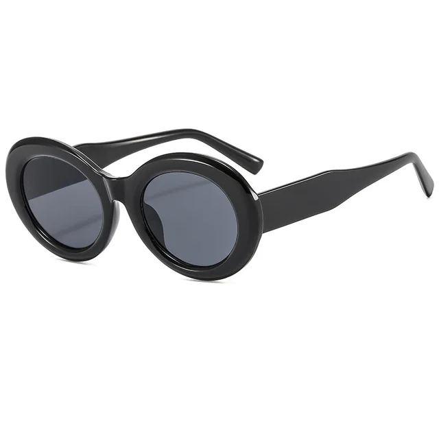 Fashion Sunglasses Women's Personality Oval C01 Bright Black - Shop at LoveMi