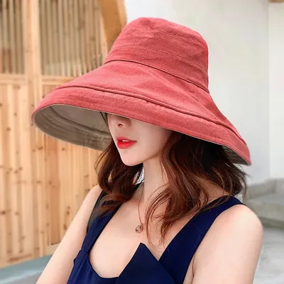 Female summer suntan Sun anti UV face mask hat Brick Red - Shop at LoveMi