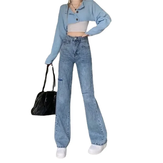 Women's High waisted Skinny Straight Jeans Blue - Shop at LoveMi