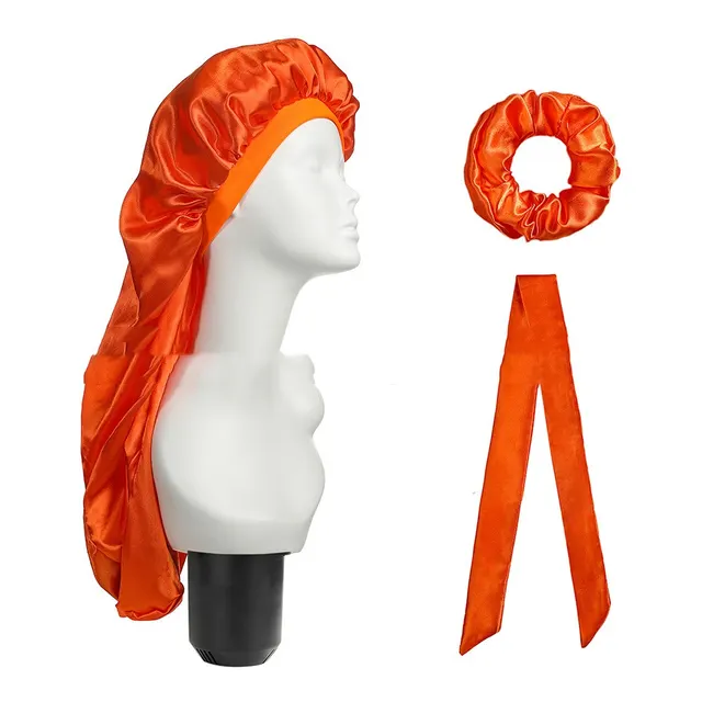Three piece Wide brim Household With Long Cap And Scarf Orange - Shop at LoveMi