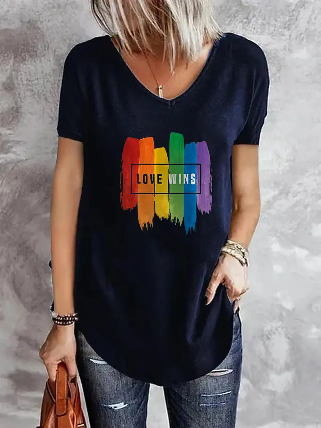 Rainbow Letter Printing Lady Temperament Commuting Fashion F165P998 - Shop at LoveMi