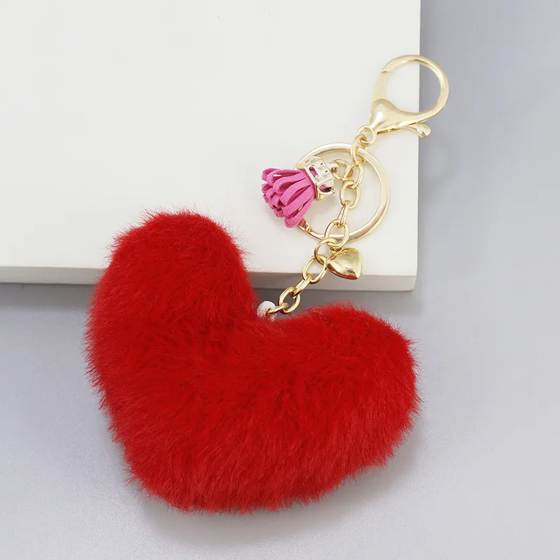 Car Hanging Ornament Rex Rabbit Love Tassel Key Chain Red - Shop at LoveMi