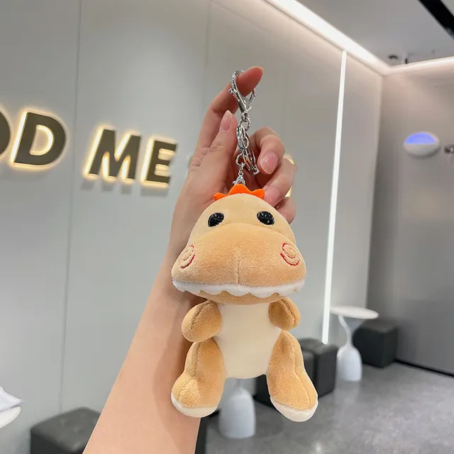Small Dinosaur Plush School Bag Pendant Wedding Doll Doll Key Ring Brown - Shop at LoveMi