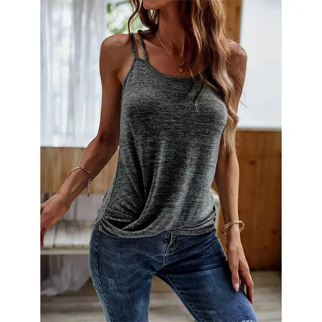 Fashion Women's Double Suspender Vest Dark Grey - Shop at LoveMi