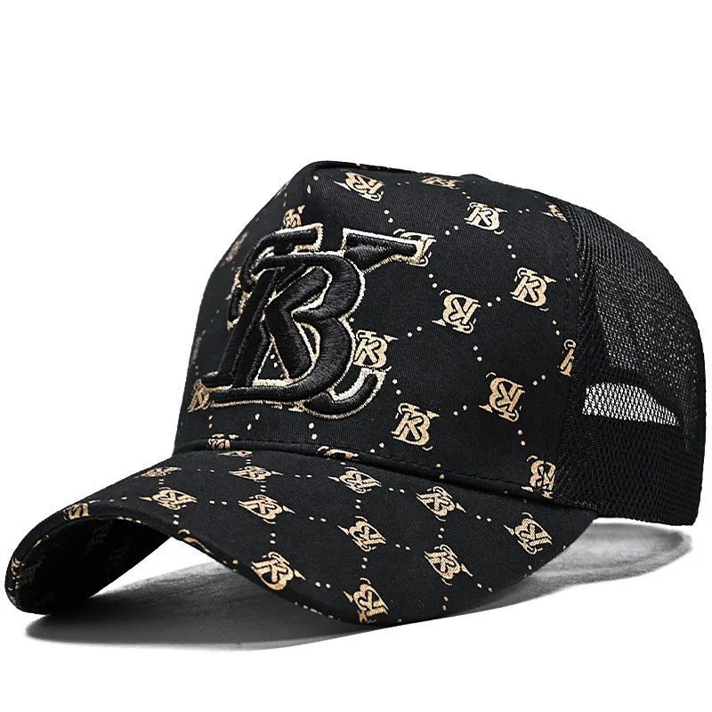 Men's Fashionable Printed Baseball Cap Black Gold - Shop at LoveMi