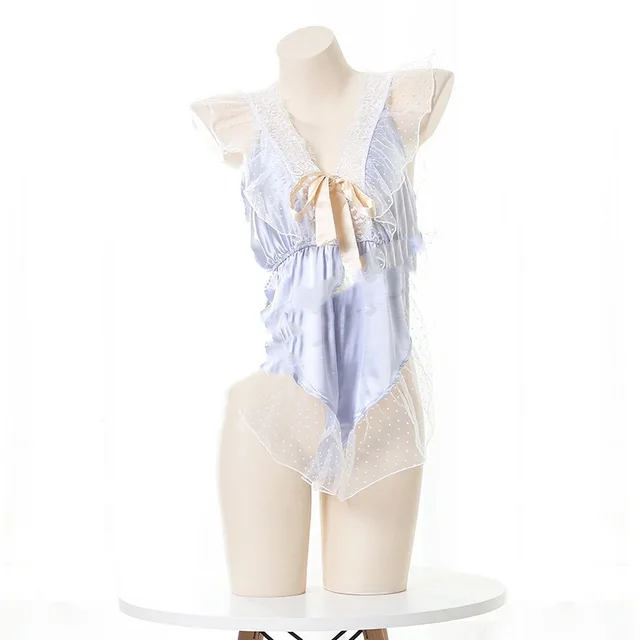 Women's Beautiful Lace Nightdress Suit Blue - Shop at LoveMi