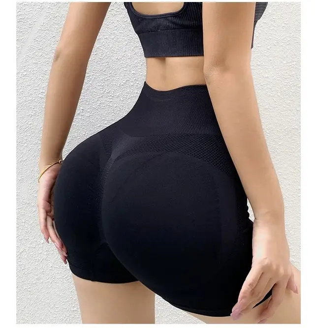 Fitness Yoga Shorts Pants Butt Lifting Seamless Leggings Women Gym Black - Shop at LoveMi