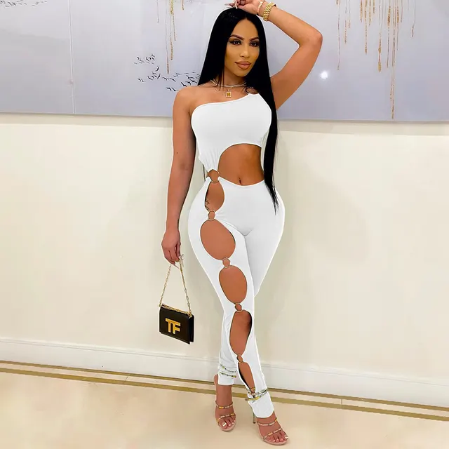 Spring And Autumn Tight Casual Jumpsuit White - Shop at LoveMi