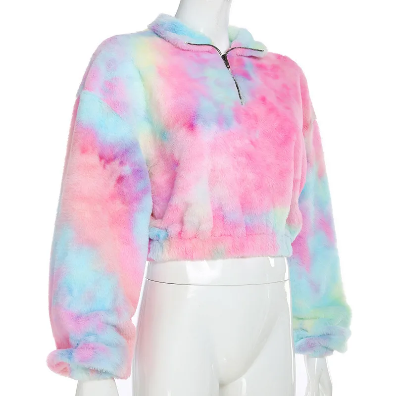 Women's Tie Dyed Plush Contrast Sweater Bandhnu Xl - Shop at LoveMi