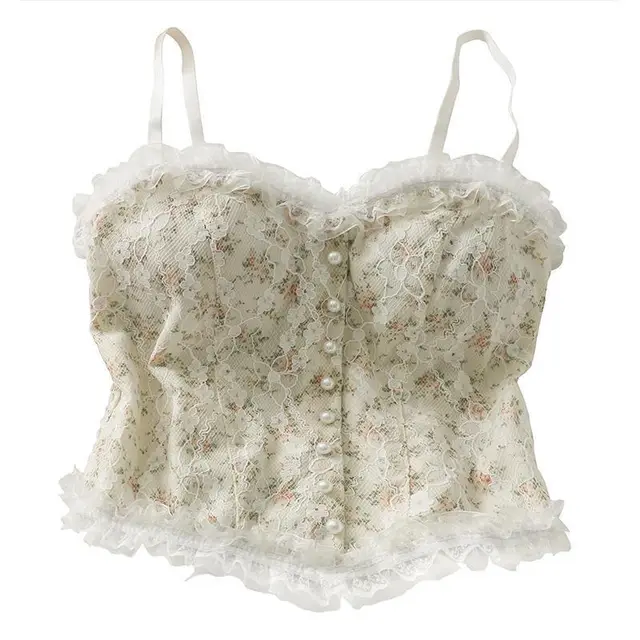 Embroidered Pearl French Breathable Tank Top White - Shop at LoveMi