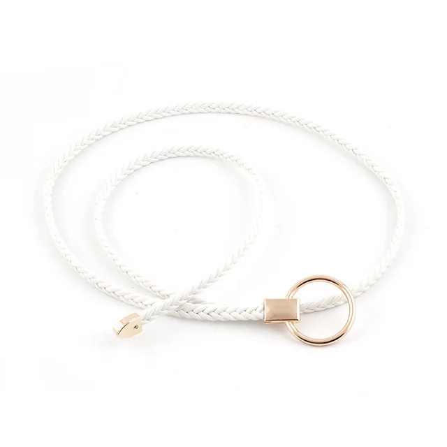 Versatile Dress Knitted Thin Belt White - Shop at LoveMi