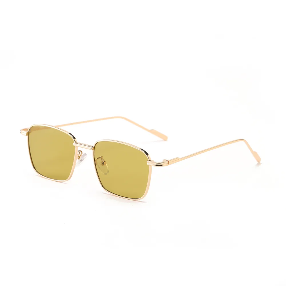 Square Small Frame Color Ocean Film Gradient Sunglasses For Women - Gold Framed Green Sheet